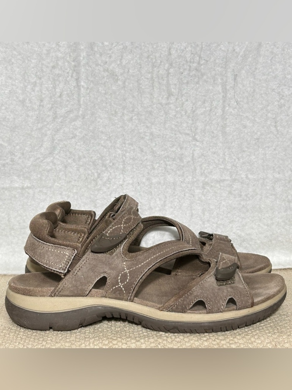 Dr. Scholls Womens Taupe Adelle Lightweight Leather Sport Sandals Shoes SZ 7.5M